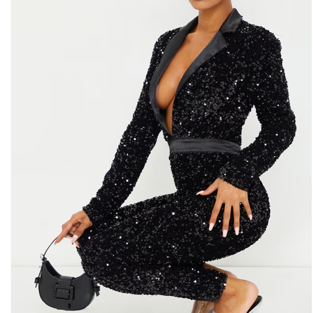 Black sequins jumpsuit